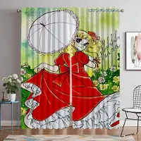 Yiran Furniture Myggnät för Kamera Candy Candy Hem Interiörg gardiner 2 stycken Fönstergardin Avskärmning Persienner Tyll för Sovrum W60xH90cmx2pcs-CL