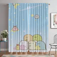 Yiran Furniture Myggnät för vardagsrum Sumikko Gurashi avdelare Heminredningsgardiner 2 stycken Mörkläggningsgardiner Rullgardiner Kök W60xH90cmx2pcs-CL