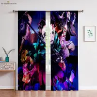 Yiran Furniture Hett blodiga japanska serier tryckta gardiner, lämpliga för sovrum, studenthem, vardagsrum, arbetsrum, dekorativa gardiner W50X130H(CM)X2PCS&Rod pocket