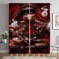 Yiran Furniture Hanako Kun Gardiner för Sovrum Eleganta Rumsgardiner 2 Delar Fönstergardiner Rullgardiner Halloween Dekoration Avdelare Vardagsrum Barn W60xH90cmx2pcs-CL