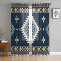 Household supplies MH Bohemisk Geometrisk Dekoration Blå Skira Gardiner för Vardagsrumsdekoration Fönstergardiner Kök Tyll Voile Gardiner W135 x H115cm x1 black