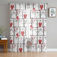 Household supplies MH Love Cat Skira gardiner för vardagsrumsdekoration Fönstergardiner för kök Tygtyll Voile Organza Gardiner W135 x H115cm x1 white