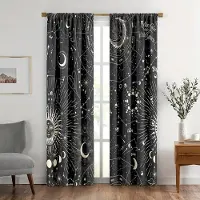 Household supplies MH 2 st Stjärntecken Gardiner, Astrologi Halvmåne Fas Galax Himmelsk Gotisk Mystisk Tarot Polyestertyg Fönster D 150x166cm black