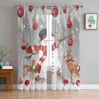 Household supplies MH Jul Snögubbe Ren Skira Gardiner för Vardagsrumsdekoration Fönstergardiner Kök Tyll Voile Gardiner W135 x H115cm x1 gray