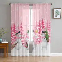 Household supplies MH Julgran Snöflinga Tall Snögubbe Rosa Genomskinliga Gardiner Vardagsrumsdekoration Fönstergardiner Kök Tyll VoileGardiner W135 x H115cm x1 white