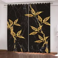 Yiran Furniture Kinesisk Penselmålning Guld Blomma Blad Fågel Fönstergardiner i Barnrum Vardagsrum Hall Behandlingar Kök Draperier Persienner W50 X H130(CM)X2&Grommet Top