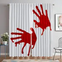 Yiran Furniture Blodig fönstergardin för rum 2 paneler avdelningsgardiner för sovrum Halloweendekoration rullgardiner heminredningsgardiner vardagsrum W60xH90cmx2pcs-CL