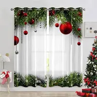 Yiran Furniture 2-delars Set Gyllene Klocka Jul Polyester Dörröppningsgardiner Festligt Digitaltryck, Maskintvättbara, Högtidsdekor för Sovrum (W50H130cm)-2pcs&Grommet Top