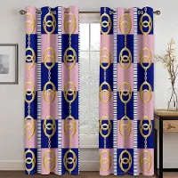 Yiran Furniture 3D Digitaltryck Guldkedja Blå Rosa Geometrisk Gotisk Gardin Deluxe Vardagsrum Sovrum Heminredning 2 Paneler Fri Frakt 100W130H(CM)40x51in&Grommet Top
