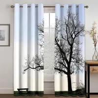 Yiran Furniture Vårgrön Litet Träd Svala Landskap Solskyddsgardin Modern Minimalistisk Stil Design Vardagsrum Sovrum Heminredning Gardiner 100W130H(CM)40x51in&Grommet Top