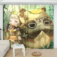 Yiran Furniture Kazuha Genshin Impact Solskyddsgardiner 2 Paneler Anime Tryck Fönsterdraperier För Vardagsrum Sovrum Tecknad Heminredning Gardiner 100W130H(CM)40x51in&Grommet Top