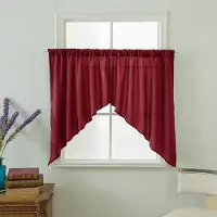 Cozy Up Home Swag gardinkappa för bondgårdskök; Ljusfiltrerande Rustik Kort Swag Topper för Små Fönster Sovrum Insynsskydd Tillagt Kanal för Stång Design 90X160cmX2pcs