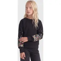 Kids Only Sweatshirt - KogBrooke - Svart/Sleeve Flower - - 11-12 år (146-152) - Sweatshirt