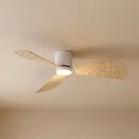 LUCANDE LED-takfläkt Faipari, vit/rotting, DC, 132 cm Faipari, Vitt / opal, Vardagsrum / matsal, Trä, Modern