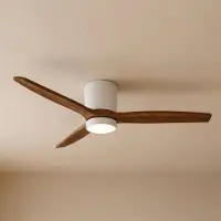 LUCANDE LED-takfläkt Faipari, mörkt trä, DC, 132 cm Faipari, Vitt / opal, Vardagsrum / matsal, Trä, Modern