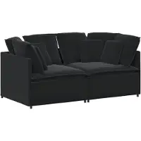 vidaXL Modulsoffa med kuddar sammet svart