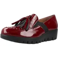 Wonders för kvinnor. C-33361_2024_9834 Loafers i skinn FLY 361 Vinröd (37), 3 till 5 cm, Ingen, Casual, Lackat läder