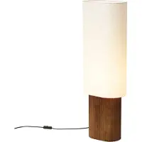 QAZQA Japandi Golvlampa Valnötsträ med Tyglampskärm 90cm - Lamel