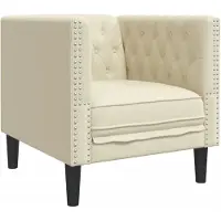 vidaXL Chesterfield fåtölj i crème konstläder, soffstol, enkelsoffa, badrumsfåtölj, fåtölj, soffa, 372653