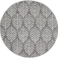 De Onlinewinkelier b.v. Rund utomhusmatta | Summer Leaves grå hos Volero | Ø 160cm | Grå | Rund | Utomhusmattor