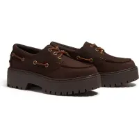 Timberland för kvinnor. TB0A2GVFW071 Mörkbruna båtskor med kilklack från Stone Street (36 W), Hud, 3 till 5 cm, Nyckelband, Casual