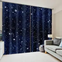 Yiran Furniture Måne Glittrande Stjärna Natthimmel Natur Sceneri Fönstergardiner Persienner För Barn Sovrum Vardagsrum Badrum Kök Dörr Heminredning 2 st W85 X H200(CM)X2&Hook