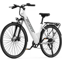 ONESPORT OT12 Terräng Elcykel 250W Motor 36V13Ah Batteri E-cykel Med Passagerarsäte 27,5 Tum Vägdäck Utomhus Vuxen Elcykel vit