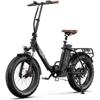 ONESPORT OT16 MAX Stadspendlare Vikbar Elcykel 48V18AH Batteri 500W Motor 25KM/H Topphastighet 20*4 Tum Breda Däck Elcykel Med Passagerarsäte svart brun färg