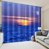 Yiran Furniture Natur Sceneri Solnedgång Strand Himmel Hav Ocean Fönstergardiner Persienner För Vardagsrum Barn Sovrum Badrum Kök Dörr Heminredning 2 st W65X60H(cm)X2Pcs&Grommet Top blue