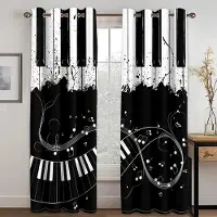Yiran Furniture Lyx Kreativ Röd Pianotangent Musiknot Fönstergardiner Rullgardiner För Vardagsrum Barn Sovrum Badrum Kök Dörr Heminredning 2 st W65X60H(cm)X2Pcs&Grommet Top white