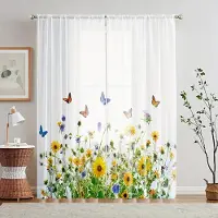 Yiran Furniture 2-delade förtrollade skog fe fjäril skira gardiner kanaldesign för vardagsrum sovrum fönsterdekor maskintvättbara 100W130H(CM)40x51in&Grommet Top white