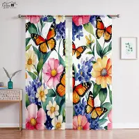 Yiran Furniture 2-delade Trä Wisteria Blomma Fjärilstryck Gardiner Pastoral Stil Sovrum Vardagsrum Arbetsrum Kök Gardiner W50xH130(CM)x2PCS&Rod pocket black