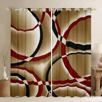 Yiran Furniture Cirkelgeometri Gardiner Högskuggande Gardindraperier för Barn Pojkar Tonåringar Vuxet Sovrum Mörkläggningsfönstergardin Vardagsrumsdeko W55 X H120cm X 2&Grommet Top