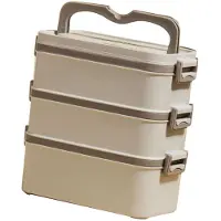Konnwei 3-lagig matlåda 304 rostfritt stål stapelbar bärbar stor kapacitet bento-låda för barn vuxna studenter khaki khaki