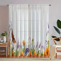 Yiran Furniture 2 st Halvskira Gardiner med Solrosmönster Dekorativa Fönsterdraperier Fönsterbehandlingar För Sovrum Vardagsrum Hemdekoration 100W160H(CM)40x63in&Grommet Top white