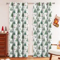 Yiran Furniture 1 st Jul Mörkläggningsgardiner med Julgransmönster, Lämpliga för Jul Familjemiddagar och Fester 100X130CM 1PC&Grommet Top gray