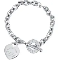 YIRAN Jewelry Mode Hjärta Berlock Rostfritt Stål Armband För Kvinnor Vintage Guld Punk Tjock Kedja Armband På Hand Nya Smycken Gåva white