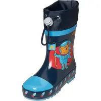 Playshoes Gummistövel 'Die Maus Weltraum' marinblå / ljusblå / orange / roströd