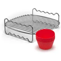 Philips Airfryer Accessory HD9904/01 Grillspett och muffinsformar, Tillbehörskit, , Rostfritt stål, 175 mm, 175 mm, 65 mm