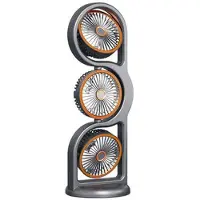 Mtp Products F17 skrivbordsfläkt med 3 fläktblad, 360° rotation och LED-belysning - grå