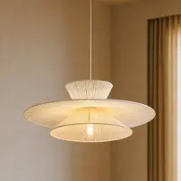 LUCANDE Taklampa , Novie, dimbara, Beige, Vardagsrum, Tyg / textil, Skandinavisk