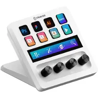 Elgato Stream Deck + - Tangentsats - med LCD-pekpanel, 4 rattar - bakgrundsbelyst - USB - vit
