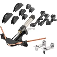 Vevor hydraulisk rörbockningssats, 6 mm till 22 mm, kopparrörbockningsmaskin, framåt/bakåt HVAC-bockningsverktygssats, med 7 aluminiumlegeringsmatriser, för HVAC, luftkonditionering, kylning, fordonsr