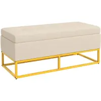 Aosom Stoppad Beige Sängbänk med Förvaring 110x44x49 cm