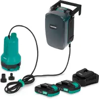 Vonroc Batteridriven dränkbar pump 20V – 90W – 3800 l/h – 0,6 bar – låg restvattennivå | rent & smutsigt vatten – inkl. 2x 2,0Ah-batterier och snabbladdare