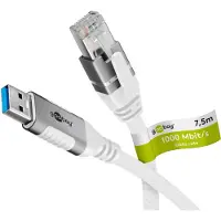Goobay 74162, 7,5 m, Cat6, F/UTP (FTP), USB Type-A, RJ-45, Vit