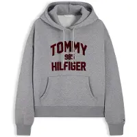 Tommy Hilfiger Sweatshirt 'Varsity' gråmelerad / mörkröd