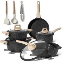 Just perfecto Kokkärlsset 14 delar / svart gryt- och stekpanneset / induktionskärl med PFAS-fri non-stick-beläggning