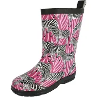 Beck Gummistövel 'Zebra' rosa / mörkrosa / svart / vit
