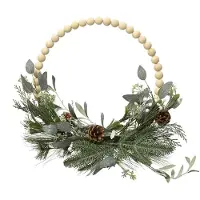 Décoris wooden bead-cone wreath, 40 cm
